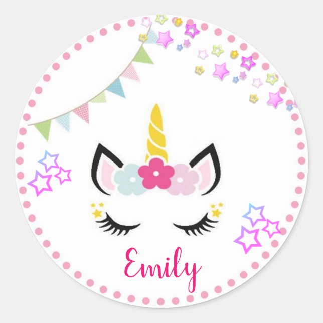PEGATINA UNICORNIO CLASSIC ROUND STICKER (Front)
