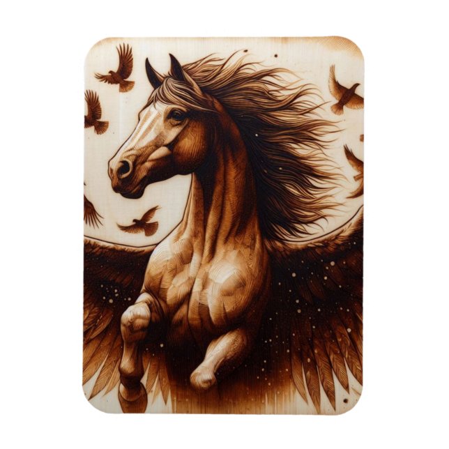 Pegaus Sepia with Birds Magnet (Vertical)