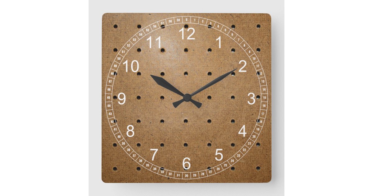 Pegboard Square Wall Clock Zazzle