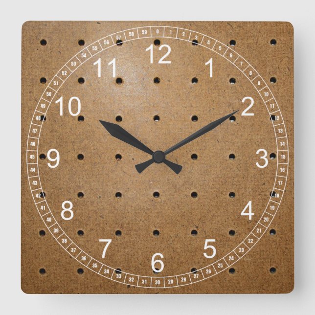 Pegboard Square Wall Clock (Front)
