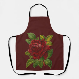 Peggy Ann All Over Maroon Rose Kitchen Apron