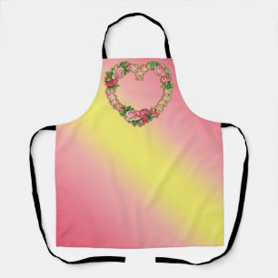 Peggy Ann Pink and Yellow Flowers Kitchen Apron
