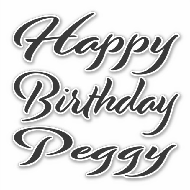 Peggy Name First name black Sticker Birthday (Front)