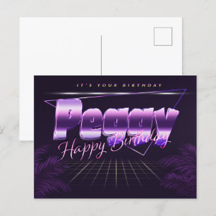 Peggy Name Vorname lila Postkarte Geburtstag Postcard