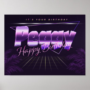 Peggy Name Vorname lila retro Poster Geburtstag