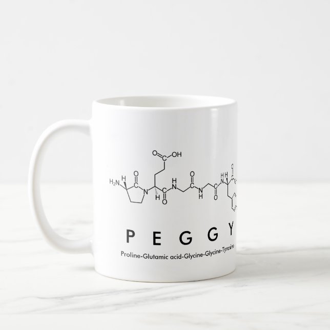 Peggy peptide name mug (Left)