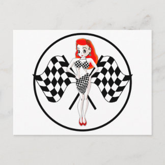 Peggy Pitstop Race Flags Postcard