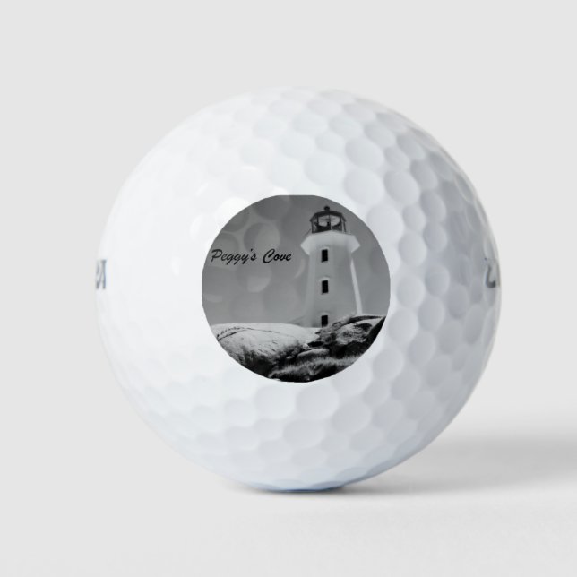 Peggy's Cove Lighthouse (B&W) Golf Balls (Front)