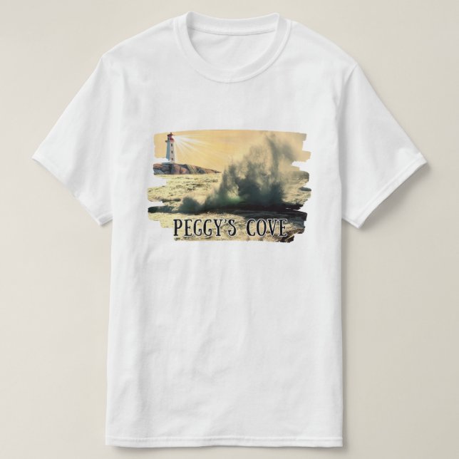 Peggy's Cove Lighthouse Beaming over Waves T-Shirt (Design Front)