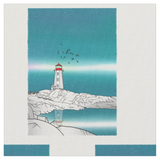 Peggys Cove Lighthouse Canada Nova Scotia Fabric (Close Up)