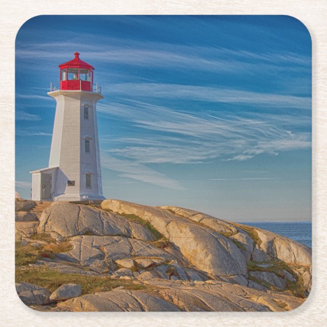 Peggy's Cove Lighthouse Square Paper Coaster (Front)