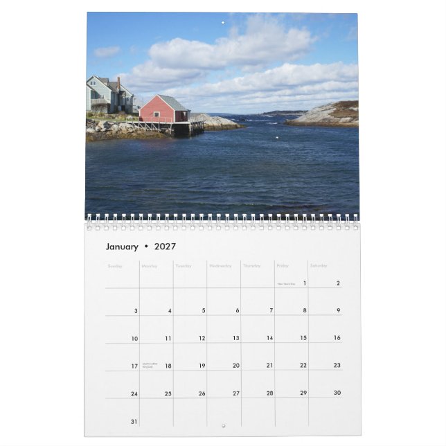 Peggy's Cove, Nova Scotia Calendar (Jan 2027)