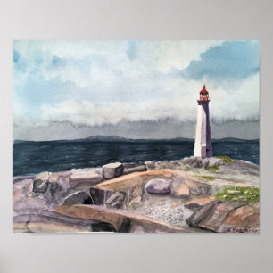 PEGGY'S COVE, NOVA SCOTIA, CANADA WATERCOLOR POSTER