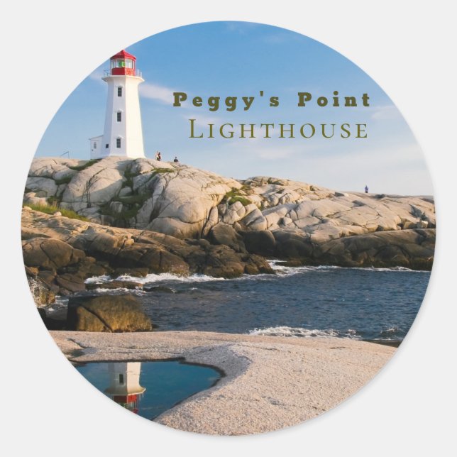Peggys Point Lighthouse Atlantic Canada Classic Round Sticker (Front)