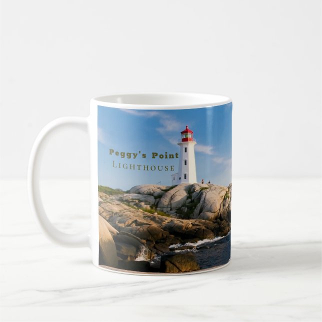 Peggys Point Lighthouse Atlantic Canada Coffee Mug (Left)