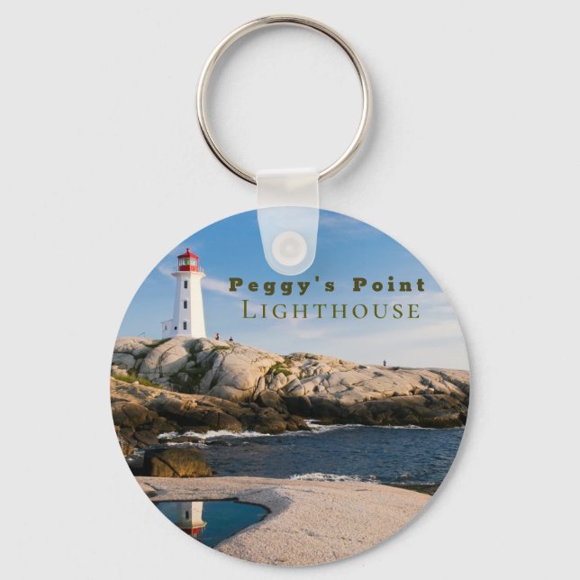 Peggys Point Lighthouse Atlantic Canada Key Ring (Front)