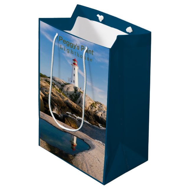 Peggys Point Lighthouse Atlantic Canada Medium Gift Bag (Front Angled)