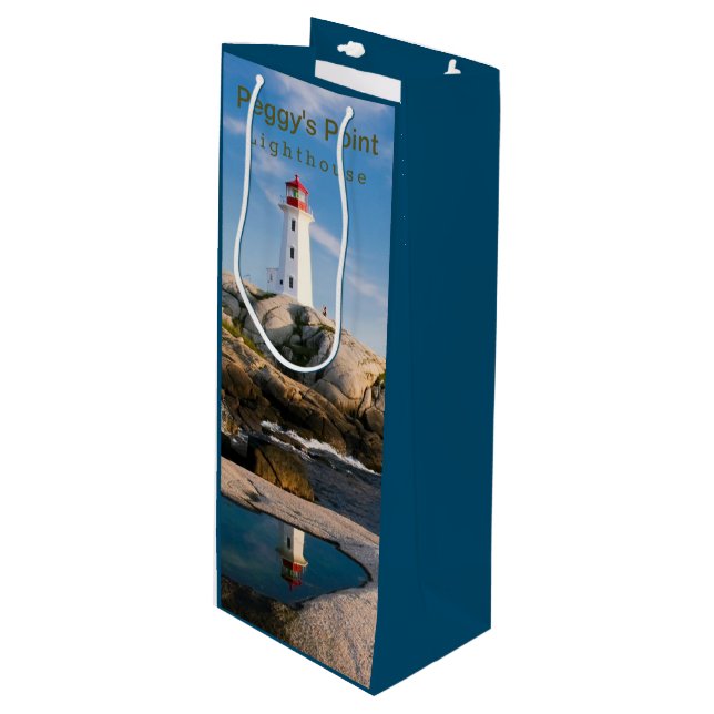 Peggys Point Lighthouse Atlantic Canada Wine Gift Bag (Front Angled)