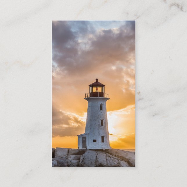 Peggys Point Lighthouse Sunset Business Cards (Front)