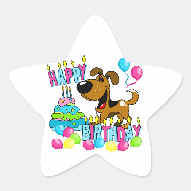 PEGUI Pups Happy Birthday - Tin Star Sticker (Front)