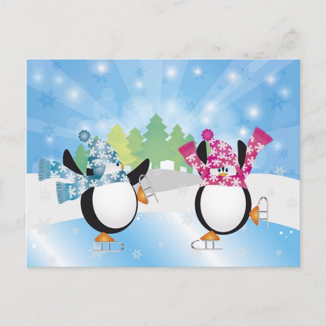 Peguins Figure Skating Postcard (Front)