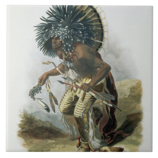 Pehriska-Ruhpa, Minatarre Warrior in the Costume o Tile (Front)