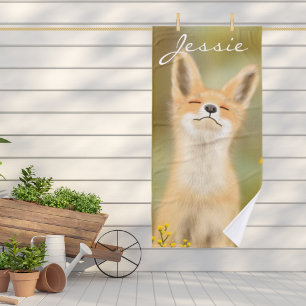 Peinture d’un mignon petit renard Bath Towel