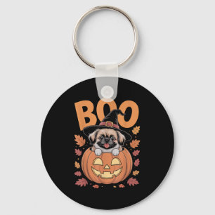 Peke Costume On Pumpkin Halloween Pekingese  Key Ring