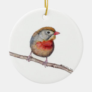 Pekin Robin Bird (Leiothrix lutea) Christmas Decor Ceramic Tree Decoration