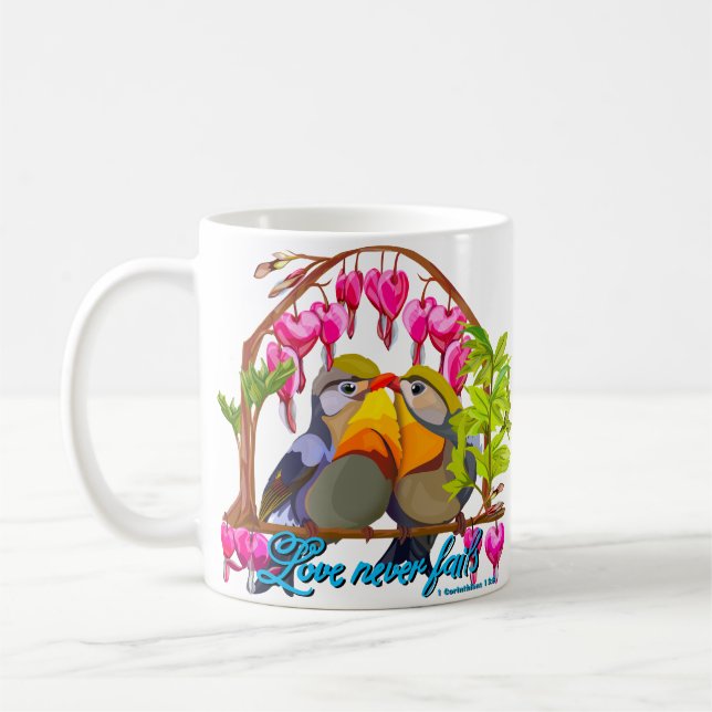 Pekin Robins—Leiothrix Love Never Fails Coffee Mug (Left)