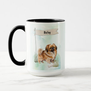 Pekinese Watercolor Personalised Dog Mug