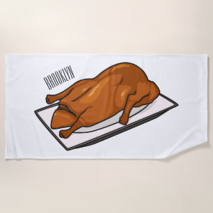 Peking duck cartoon illustration beach towel