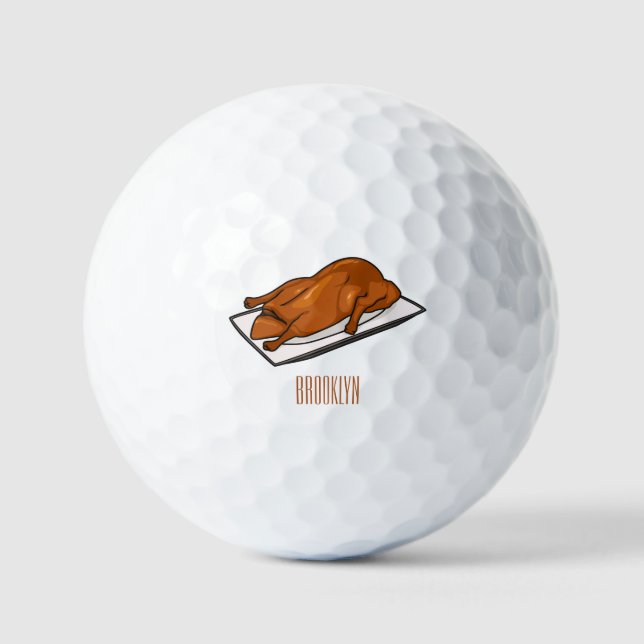 Peking duck cartoon illustration golf balls (Front)