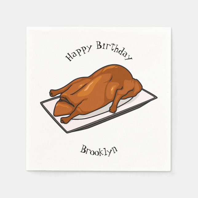 Peking duck cartoon illustration napkin (Front)