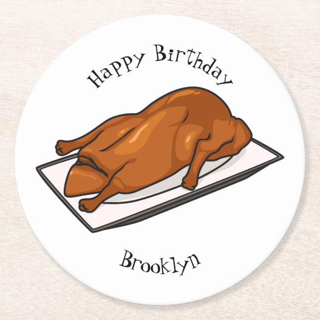 Peking duck cartoon illustration  round paper coaster (Front)