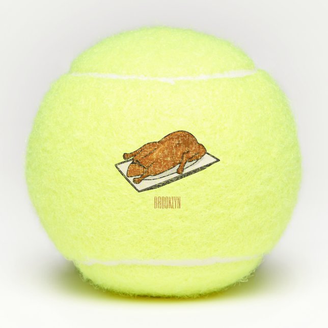 Peking duck cartoon illustration  tennis balls (Front)