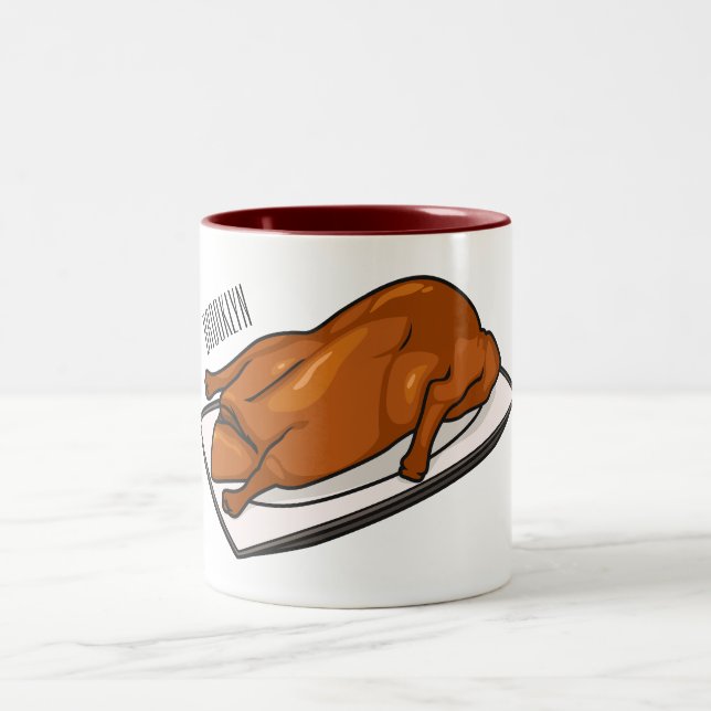 Peking duck cartoon illustration  Two-Tone coffee mug (Center)