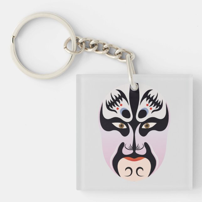Peking opera makeup Zhang Fei Key Ring (Front)