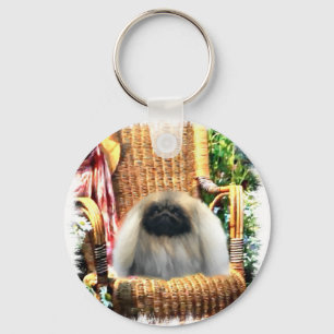 Pekingese Art Gifts Key Ring