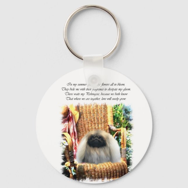 Pekingese Art Gifts Key Ring (Front)