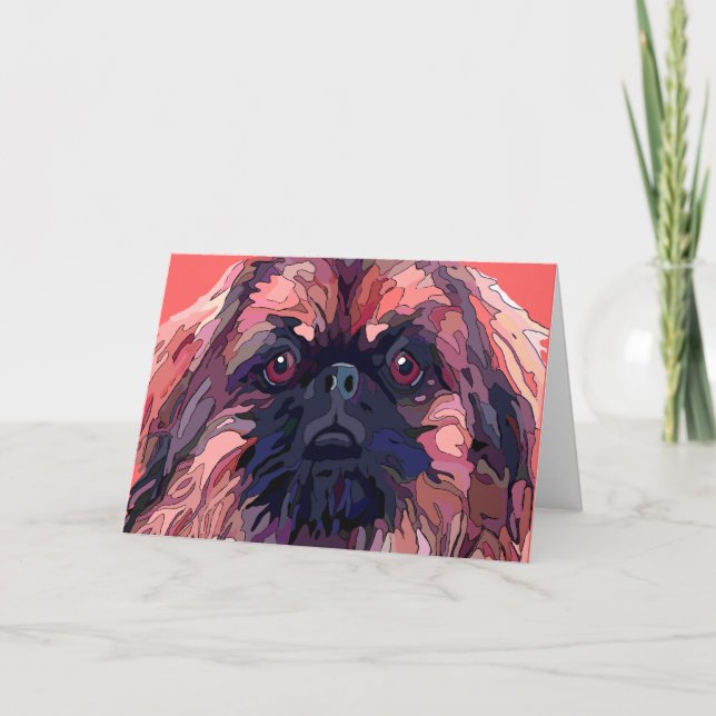 Pekingese Bright Colours Greeting Cards (Front)