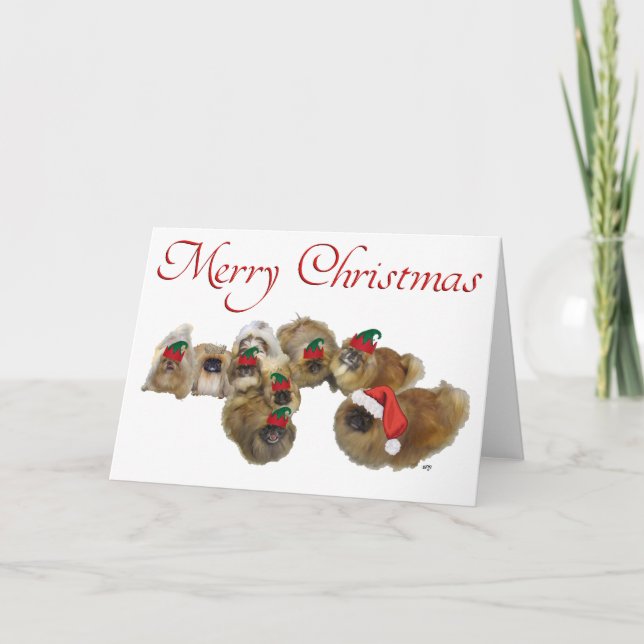 Pekingese Celebrate Christmas Holiday Card (Front)