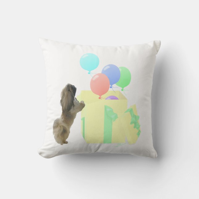 Pekingese Celebration Balloons Cushion (Front)