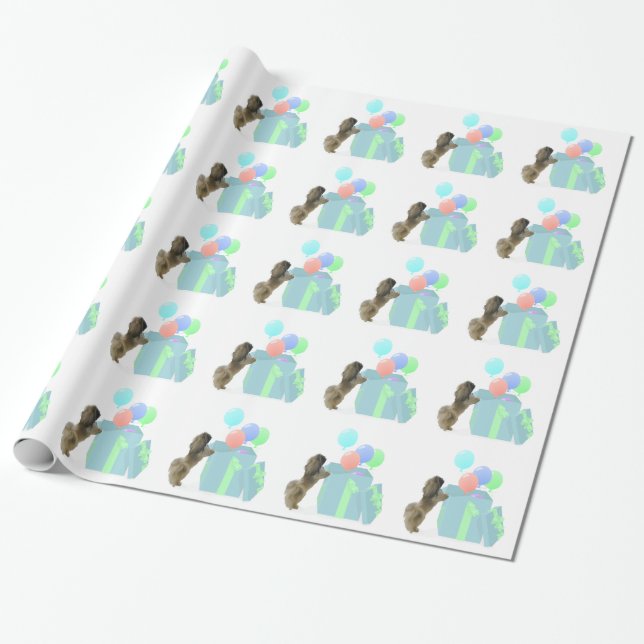 Pekingese Celebration Balloons Wrapping Paper (Unrolled)
