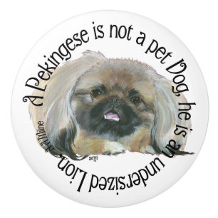 Pekingese Ceramic Knob