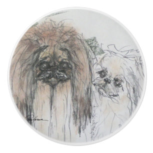 Pekingese Ceramic Knob