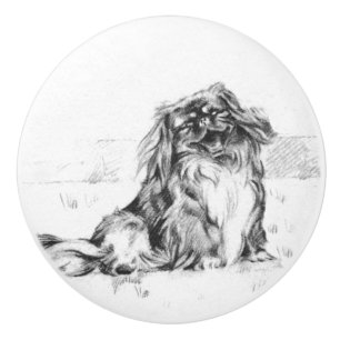 Pekingese Ceramic Knob