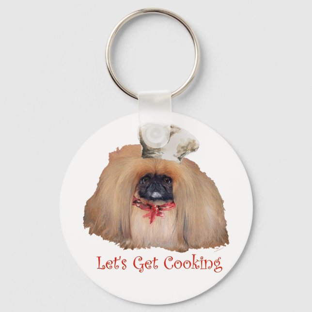 Pekingese Chef - Female Key Ring (Front)