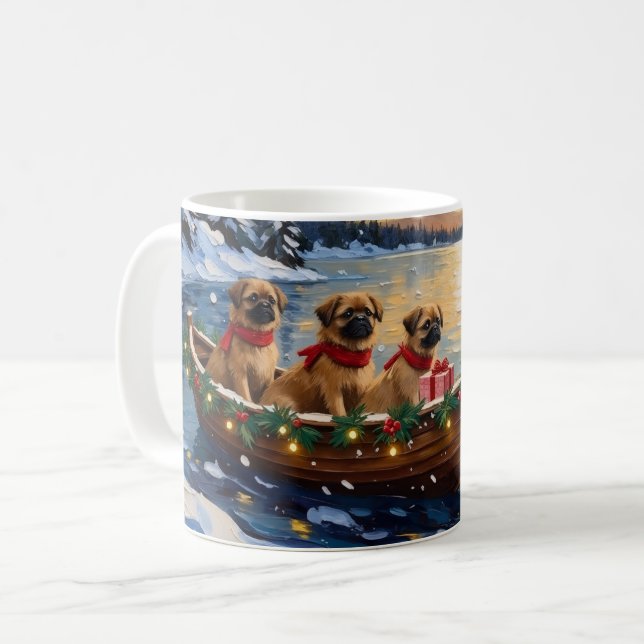 Pekingese Christmas Boat Holiday Coffee Mug (Front Left)