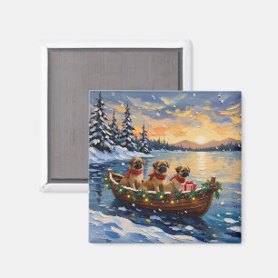 Pekingese Christmas Boat Holiday Magnet